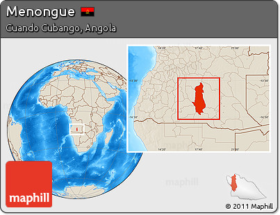 Shaded Relief Location Map of Menongue