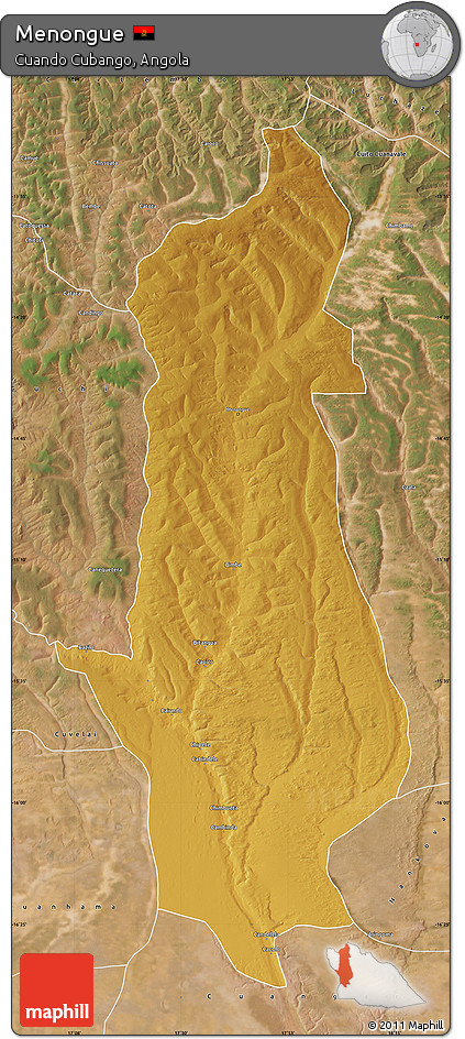 Physical Map of Menongue, satellite outside