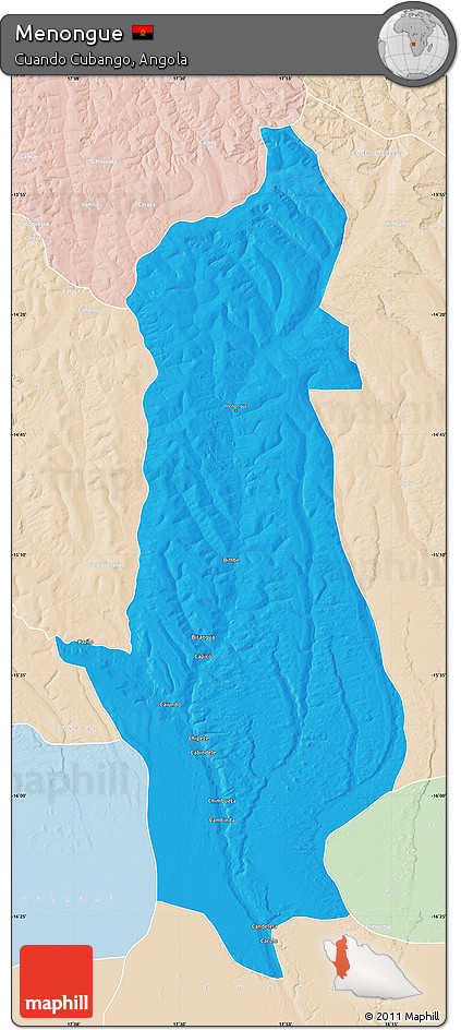 Political Map of Menongue, lighten