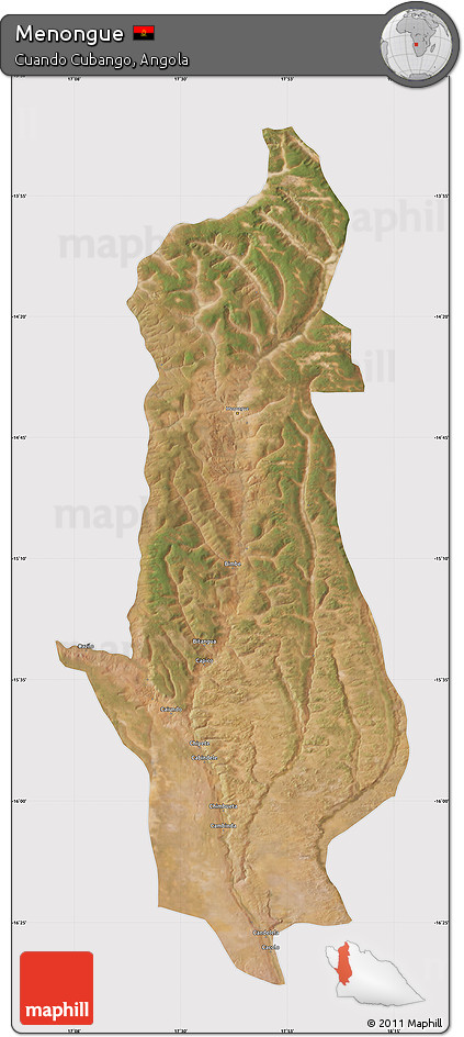 Satellite Map of Menongue, cropped outside