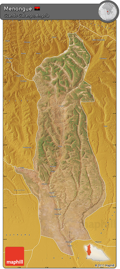 Satellite Map of Menongue, physical outside