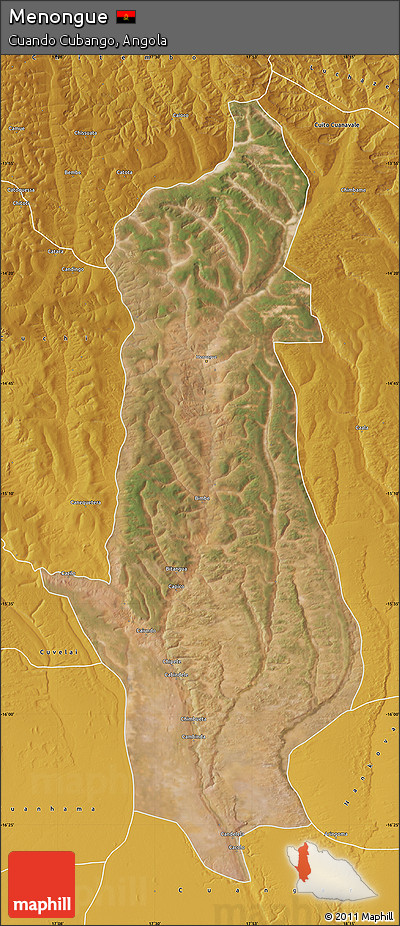 Satellite Map of Menongue, physical outside