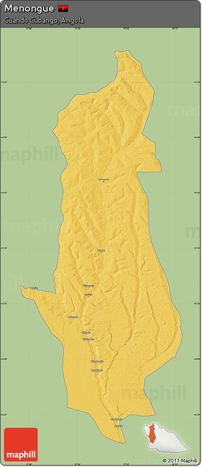 Savanna Style Map of Menongue, single color outside