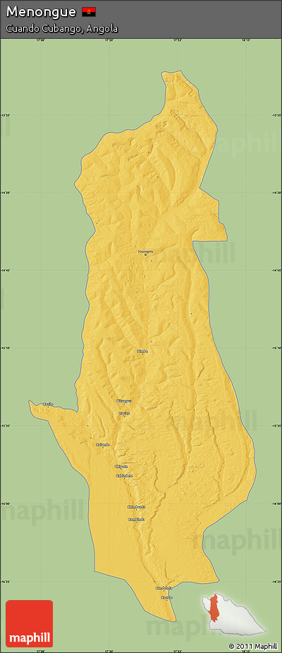 Savanna Style Map of Menongue, single color outside