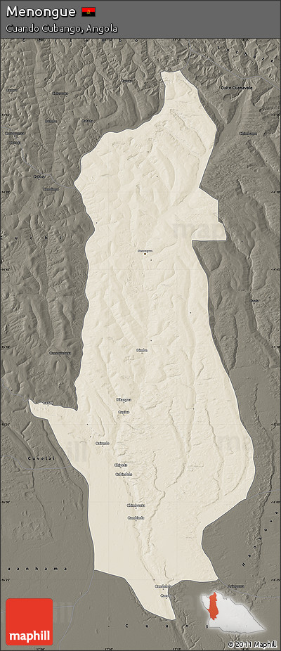 Shaded Relief Map of Menongue, darken
