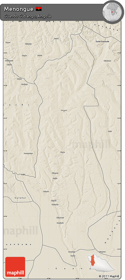 Shaded Relief Map of Menongue
