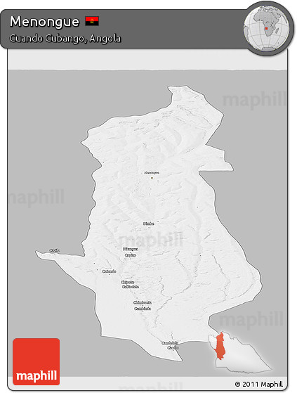 Gray Panoramic Map of Menongue, single color outside