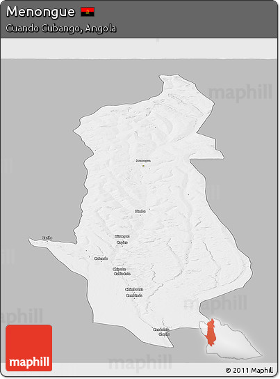 Gray Panoramic Map of Menongue, single color outside