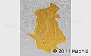 Physical Panoramic Map of Menongue, lighten, desaturated