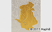 Physical Panoramic Map of Menongue, lighten, semi-desaturated