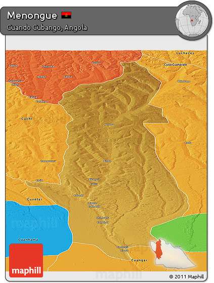 Physical Panoramic Map of Menongue, political outside
