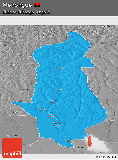Political Panoramic Map of Menongue, desaturated