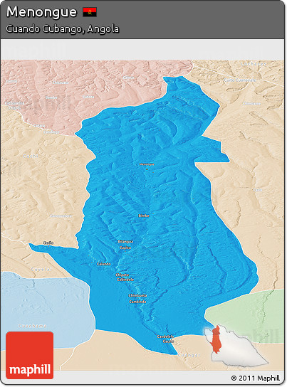 Political Panoramic Map of Menongue, lighten