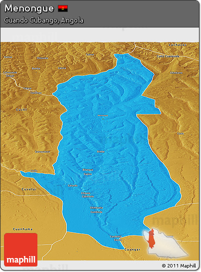 Political Panoramic Map of Menongue, physical outside