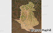 Satellite Panoramic Map of Menongue, darken