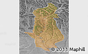 Satellite Panoramic Map of Menongue, desaturated