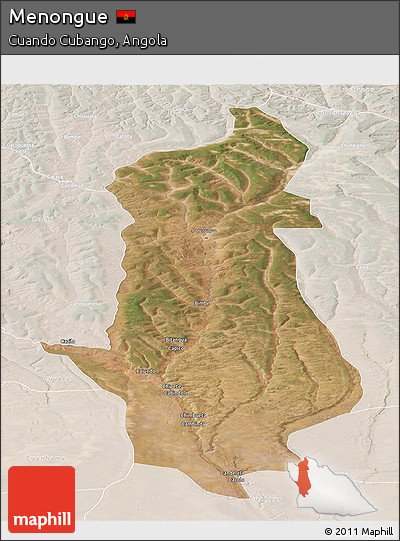 Satellite Panoramic Map of Menongue, lighten