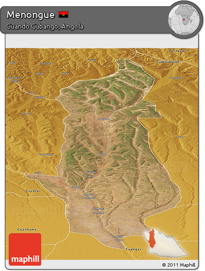 Satellite Panoramic Map of Menongue, physical outside
