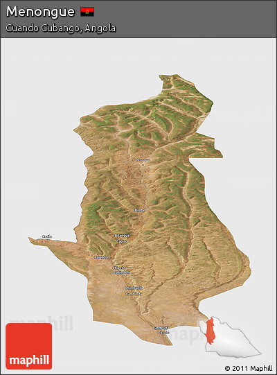Satellite Panoramic Map of Menongue, single color outside