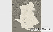 Shaded Relief Panoramic Map of Menongue, darken