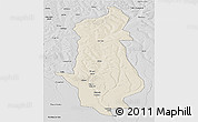 Shaded Relief Panoramic Map of Menongue, desaturated