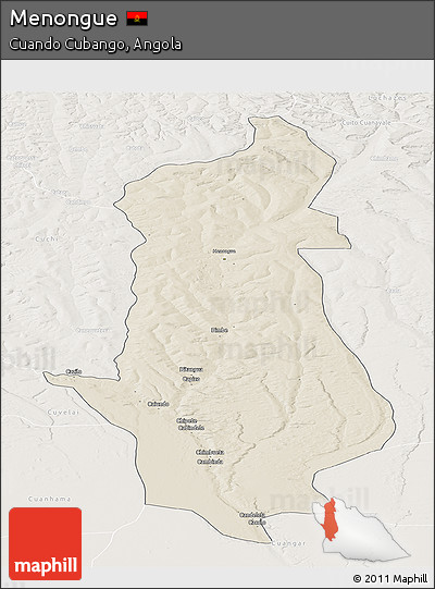 Shaded Relief Panoramic Map of Menongue, lighten