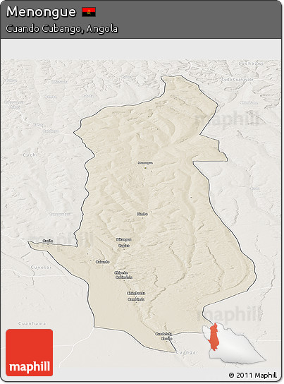 Shaded Relief Panoramic Map of Menongue, lighten