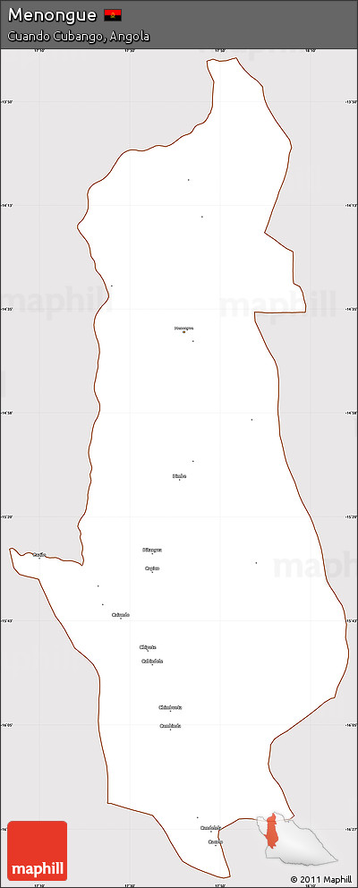 Classic Style Simple Map of Menongue, cropped outside