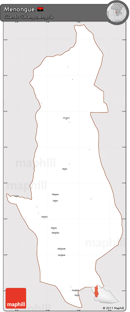 Classic Style Simple Map of Menongue, cropped outside