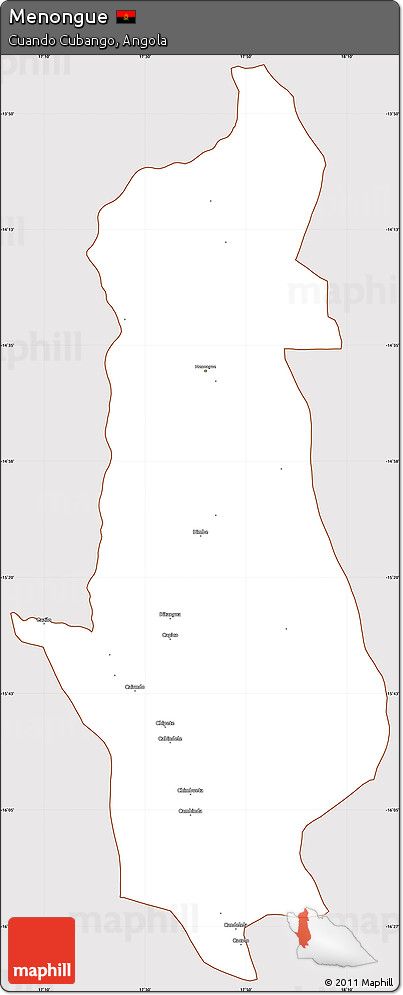 Classic Style Simple Map of Menongue, cropped outside