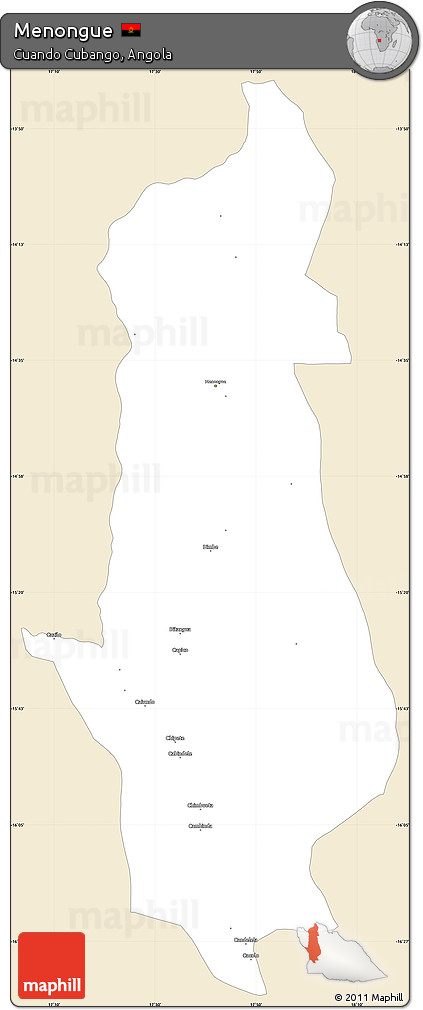 Classic Style Simple Map of Menongue, single color outside