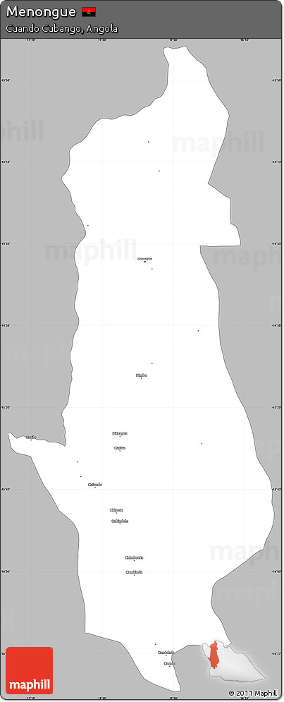 Gray Simple Map of Menongue, single color outside