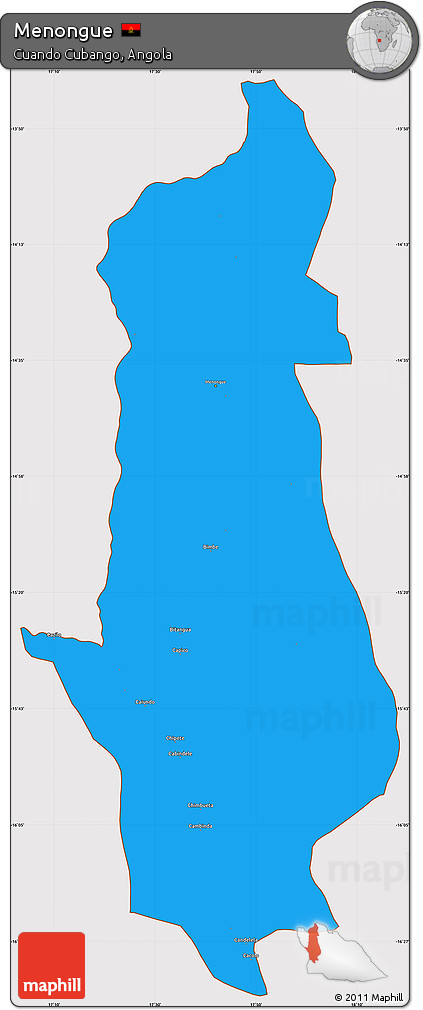 Political Simple Map of Menongue, cropped outside