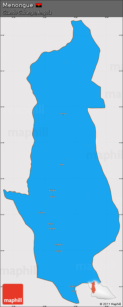 Political Simple Map of Menongue, cropped outside
