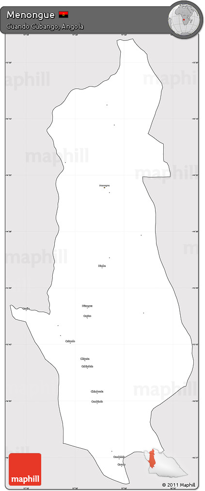 Silver Style Simple Map of Menongue, cropped outside