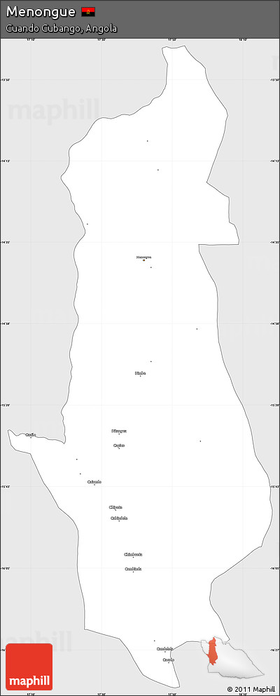 Silver Style Simple Map of Menongue, single color outside