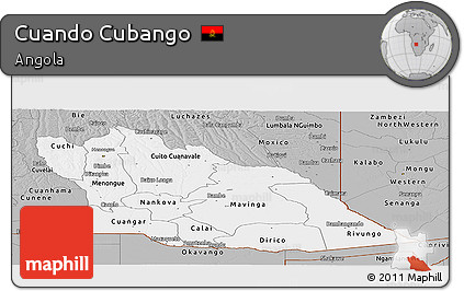 Gray Panoramic Map of Cuando Cubango