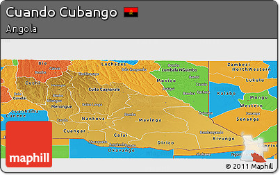 Physical Panoramic Map of Cuando Cubango, political outside