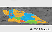 Political Panoramic Map of Cuando Cubango, darken, desaturated