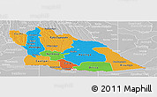 Political Panoramic Map of Cuando Cubango, lighten, desaturated