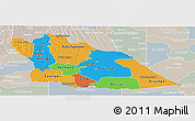 Political Panoramic Map of Cuando Cubango, lighten, semi-desaturated