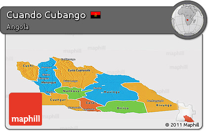 Political Panoramic Map of Cuando Cubango, single color outside