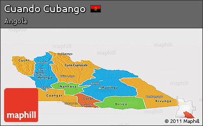 Political Panoramic Map of Cuando Cubango, single color outside