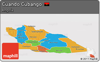 Political Panoramic Map of Cuando Cubango, single color outside