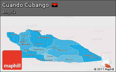 Political Shades Panoramic Map of Cuando Cubango, cropped outside