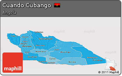 Political Shades Panoramic Map of Cuando Cubango, cropped outside