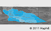Political Shades Panoramic Map of Cuando Cubango, darken, desaturated