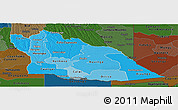 Political Shades Panoramic Map of Cuando Cubango, darken