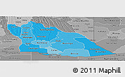 Political Shades Panoramic Map of Cuando Cubango, desaturated