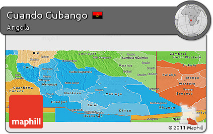 Political Shades Panoramic Map of Cuando Cubango